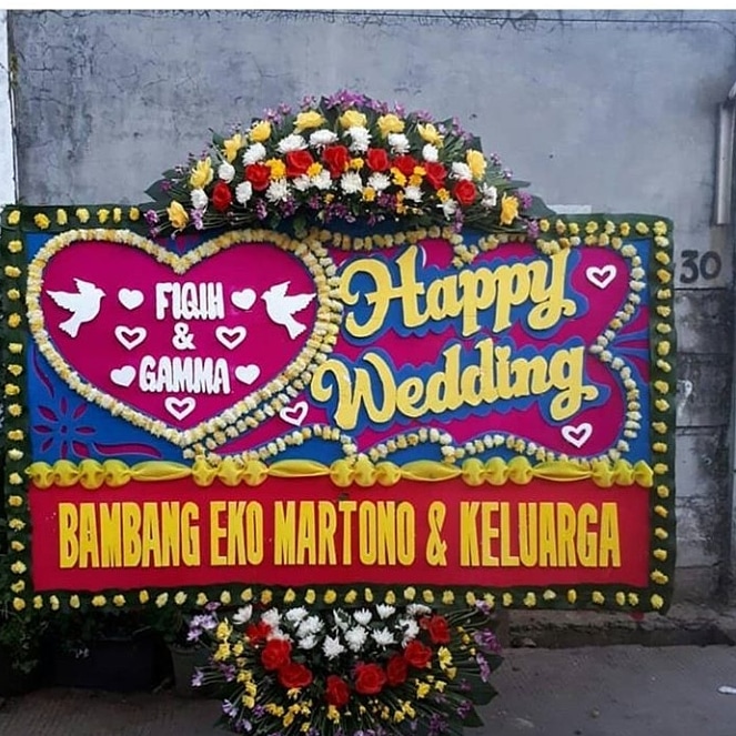 Papan Bunga Happy Wedding = 214